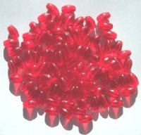 100 9x6mm Acrylic Transparent Red Ovals